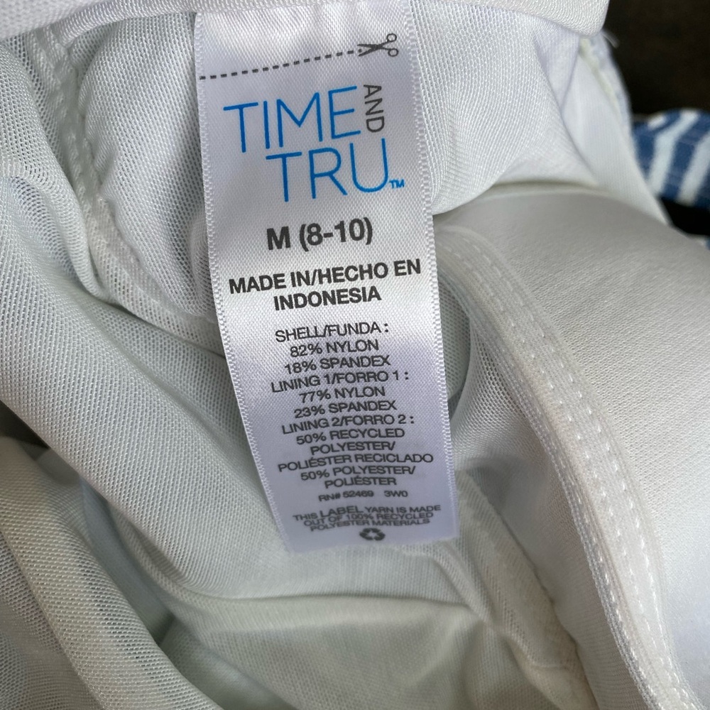 Time and Tru Blue & White Swimsuit - Picture 3 of 3